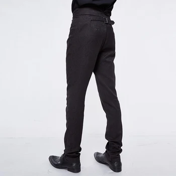 Vrag Modni crne Hlače Za muškarce s visokim strukom Berba odijelo hlače Muške pamučne hlače Muške službena odjeća