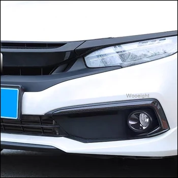 Wooeight 2 kom. ABS Stil od Ugljičnih Vlakana, Prednji maglenka Lampa Poklopac motora Poklopac za Obrve 3D naljepnice Naljepnice su Idealni za Honda Civic 2019-2020