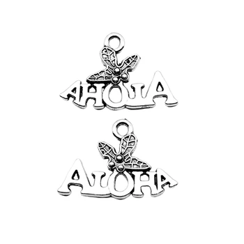 WYSIWYG 20 kom. 21x14 mm Aloha Šarm Privjesci Za Izradu nakita Antičku Srebrna Boja Aloha Ovjes Šarm Aloha
