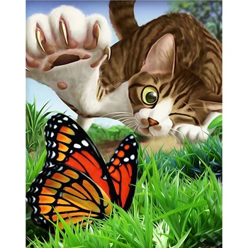 YI SVIJETLE 5D DIY Diamond Slikarstvo Ljubimac Mačka Diamond Vez Prodaja Leptir Slike Iz Rhinestones Mozaik Ručni Rad