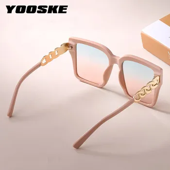 YOOSKE Trg ženske sunčane naočale 2021 Modni prevelike naočale Nijanse za dame Luksuzni brand Plave, ružičaste gradijent ispunjava sunčane naočale