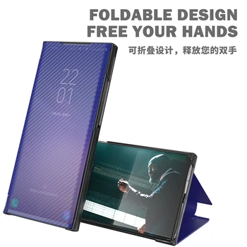 Za Huawei Nova 5T 3i 7 P30 Lite Pro Y9S za Honor 20 Pro 30 jednobojnu Karbonskih Vlakana Flip inteligentno Ogledalo Torbica za telefon