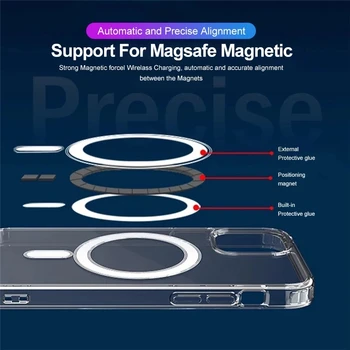 Za magnetne Bežičnog Punjenja Magsafe Torbica za iPhone 11 13 12 Pro MAX mini XS XR Držač magnetske Kartice, novčanik šok-dokaz Torbica