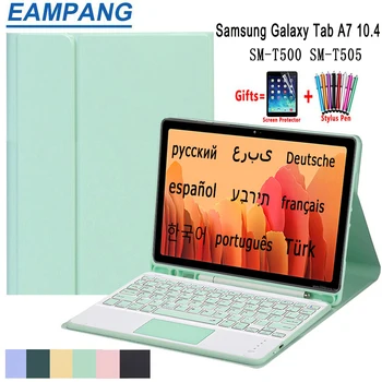 Za Samsung Galaxy Tab A7 2020 Torbica Tipkovnica Koža Mekana Torbica s Utorom za olovke Odvojiva Touchpad Arapska Ruski Španjolski Tipkovnica