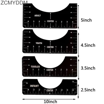 ZCMYDDM 4 kom./compl. Ravnalo za mjerenje majice Vodič za krojača Alat za mjerenje majice za stvaranje Dizajn Odjeće centra za Šivanje alati