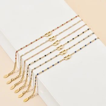 ZMZY Podesiva Slatka Sretan Zaljubljen Srca Zlatne narukvice-lanac za žene i djevojčice Modni nakit od nehrđajućeg čelika rođendanski Poklon DIY