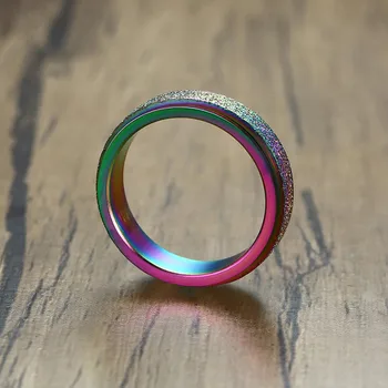 ZORCVENS 6 mm Vrti prsten za žene i muškarce za stres Revolving Pjeskarenje obrada Trake od nehrđajućeg čelika Svakodnevno rep prsten