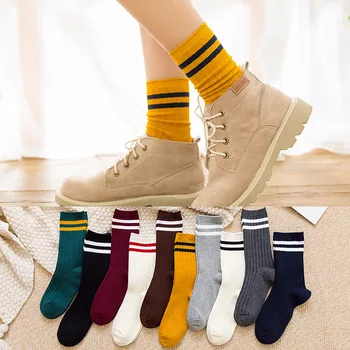 Čarape Харадзюку Ženske Jesensko-zimske čupava čarape, Ženske čvrste pamučne čarape Čarape Japanski Čarape Za fakultet
