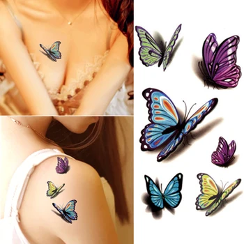 Šareni Leptir 3D Privremena Tetovaža Body Art Flash-Tattoo Naljepnice Vodootporne Tetovaža od Kane Селфи Lažna Tetovaža Naljepnica