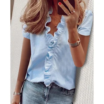 Ženska bluza Ljetna estetski osnovni Uredski ženske Košulje, puloveri Modni svakodnevne vrhovima Ženske Vintage bluze kratkih rukava