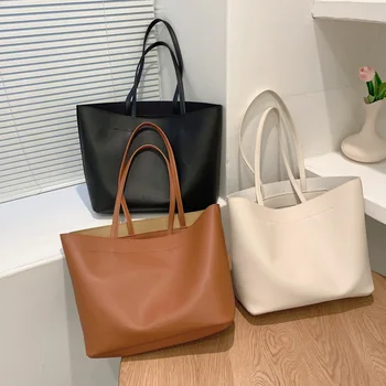 Ženska torba na rame od umjetne kože, Monotono jednostavan moderan torba za kupovinu Velikog kapaciteta, ženska luksuzna dizajnersku torbu za kupovinu