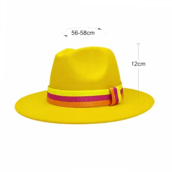 Ženska zimska jednostavna žuta kauboj šešir Фетровая šešir Jazz šešir u britanskom stilu Трилби Večer večernje Panama Šešir Haljina Kaubojski Šešir