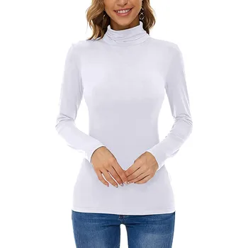 Ženske bluze Modni ravnici bluze s visokim воротом Košulje Zima Jesen Nisa Majice, Ženske majice dugih rukava Blusas Pulover