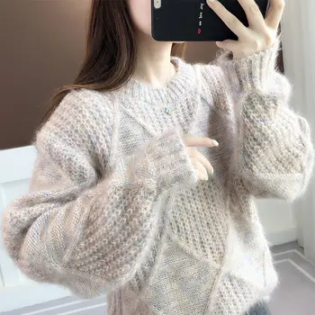 Ženski pletene pulover okruglog izreza proljeće i zima novi pulover slobodna osnova mekana topla pletene jednostavan osnovni pletene džemper 2021