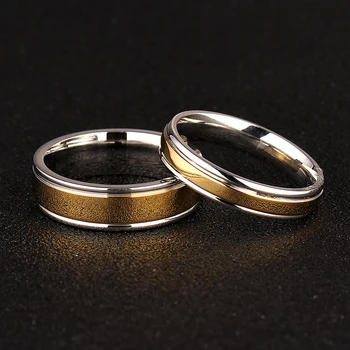 Мангоски Par Prsten Zlatne Boje Titan Vjenčano Prstenje Nakit za Žene Muškarci Prilagođeno Prsten Postaviti Prsten s ugraviranim Prsten