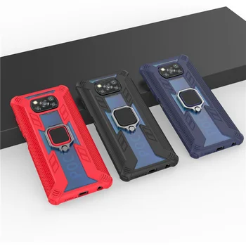 Сверхмощная Oklop Magnetsko Metalni Prsten šok-dokaz Torbica Za Xiaomi Poco X3 NFC Mekana Silikonska Bistra Stražnji Poklopac Za Poco M2 F2 X3 Pro
