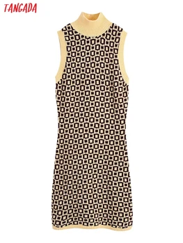 Тангада 2021 Moderan ženski geometrija Tanku haljinu-džemper bez rukava donje toplo mini haljinu BE712