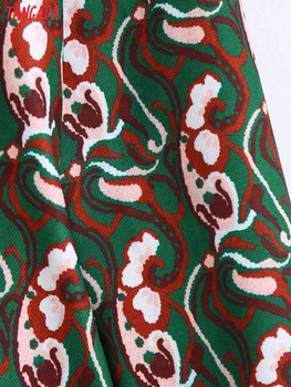 Тангада 2021 Trendy ženske cipele s cvjetnim ispis haljina s rol-bar Vintage dugi rukav Office ženske midi haljina BE555