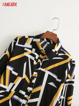 Тангада 2021 Ženska majica s geometrijskim po cijeloj površini Bluzu dugih rukava Šik ženske office ženske majice 1D410